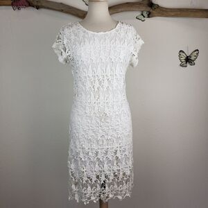 Acemi white dress lace crochet overlay